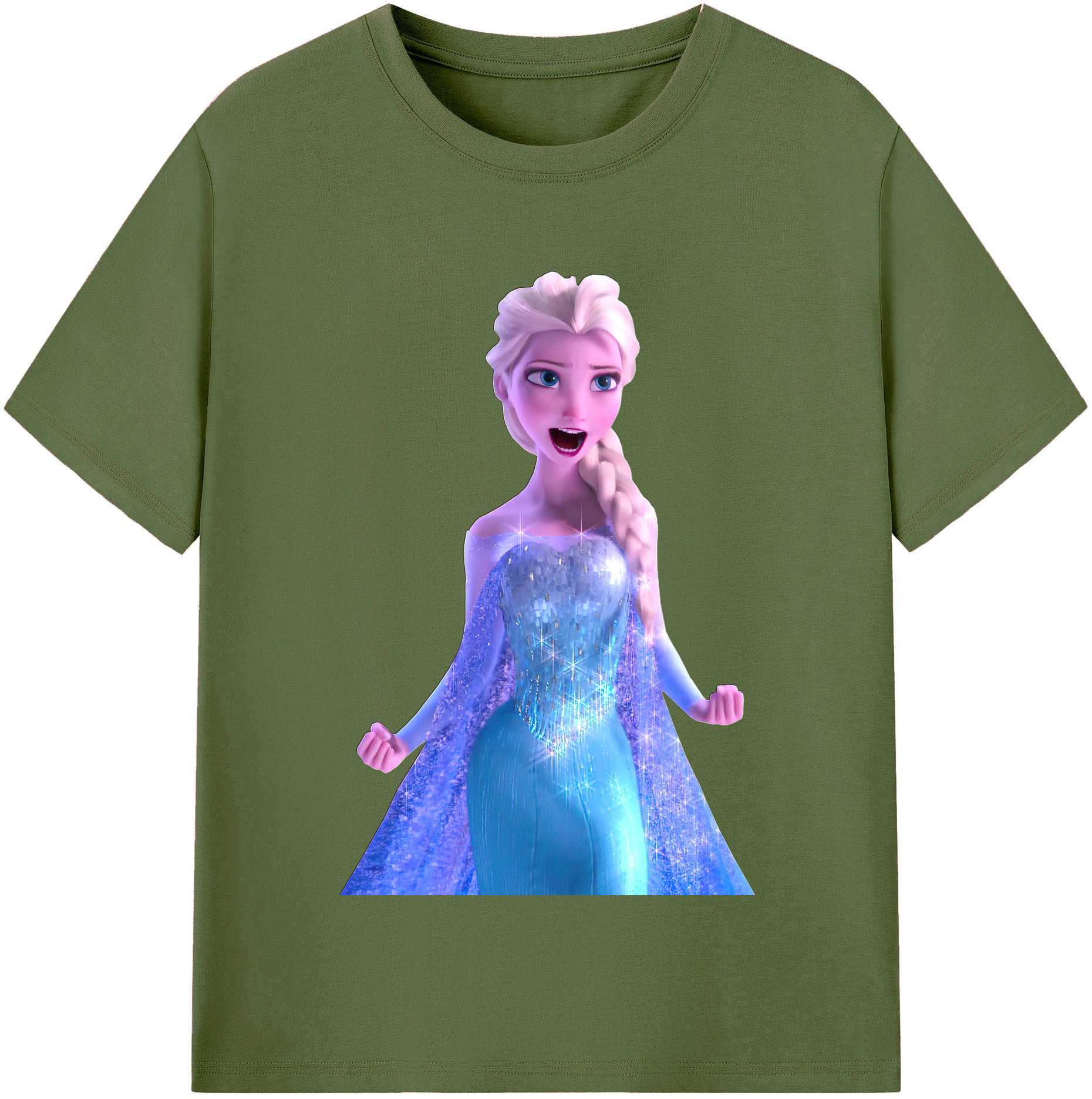 （画像用） アナと雪の女王 アンナ エルサ Frozen Anna Elsa 綿100％半袖Tシャツ（フロントプリント）